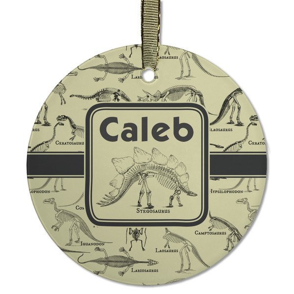 Dinosaur Skeletons Frosted Glass Ornament - Round
