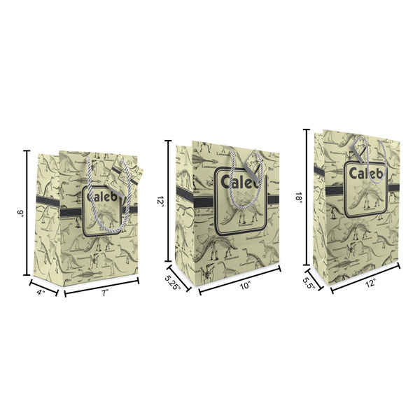 Dinosaur Skeletons Gift Bags - All Sizes - Dimensions