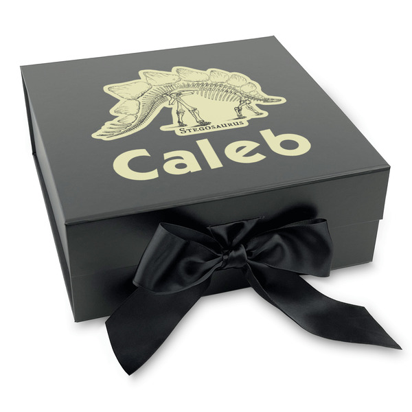Custom Dinosaur Skeletons Gift Box with Magnetic Lid - Black (Personalized)