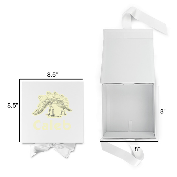 Dinosaur Skeletons Gift Boxes with Magnetic Lid - White - Open & Closed