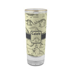 Dinosaur Skeletons 2 oz Shot Glass -  Glass with Gold Rim - Set of 4 (Personalized)