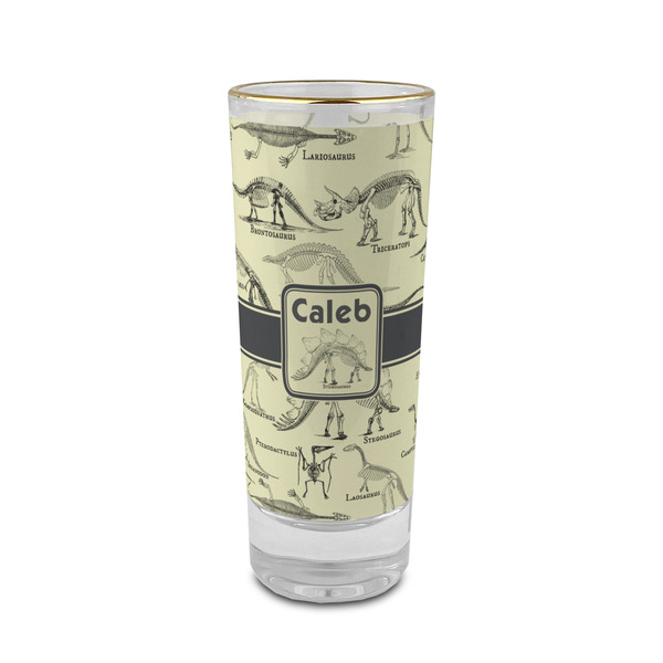 Custom Dinosaur Skeletons 2 oz Shot Glass - Glass with Gold Rim (Personalized)