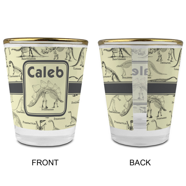 Dinosaur Skeletons Glass Shot Glass - with gold rim - APPROVAL