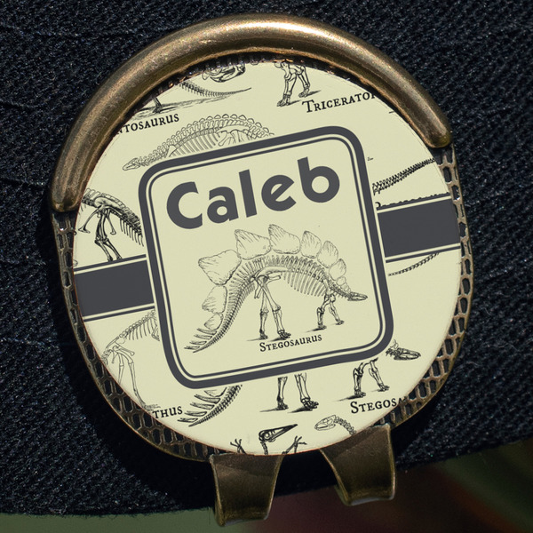 Dinosaur Skeletons Golf Ball Marker Hat Clip - Gold - Close Up