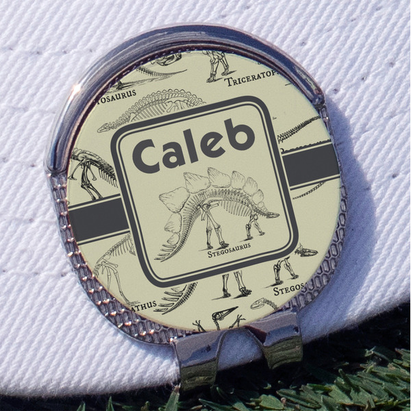 Dinosaur Skeletons Golf Ball Marker Hat Clip - Silver - Front