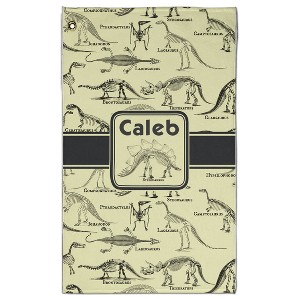 Custom Dinosaur Skeletons Golf Towel - Poly-Cotton Blend - Large w/ Name or Text