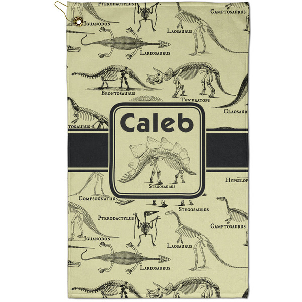 Custom Dinosaur Skeletons Golf Towel - Poly-Cotton Blend - Small w/ Name or Text