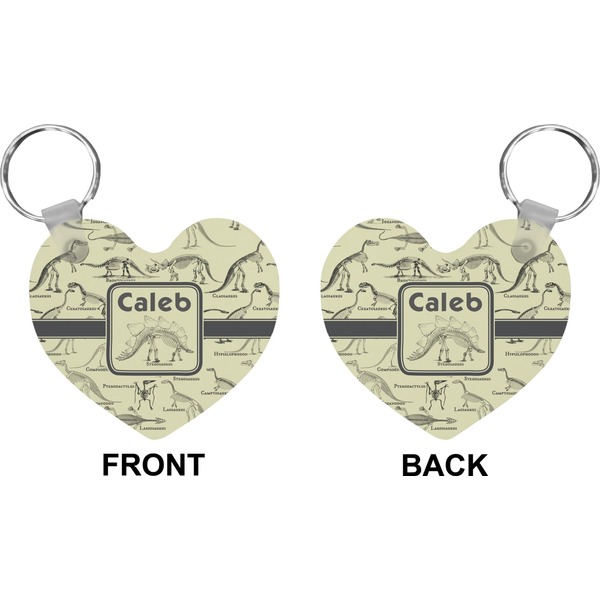Dinosaur Skeletons Heart Keychain (Front + Back)