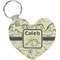 Dinosaur Skeletons Heart Plastic Keychain w/ Name or Text