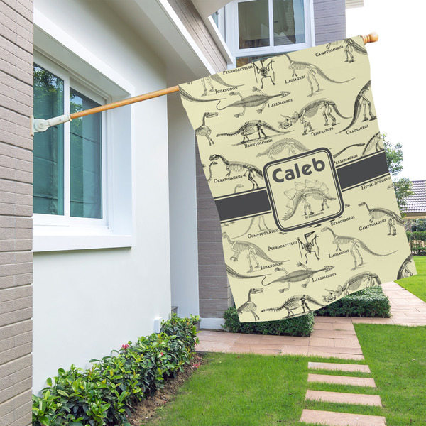 Dinosaur Skeletons House Flags - Double Sided - LIFESTYLE