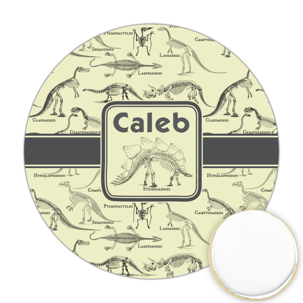Custom Dinosaur Skeletons Printed Cookie Topper - Round (Personalized)