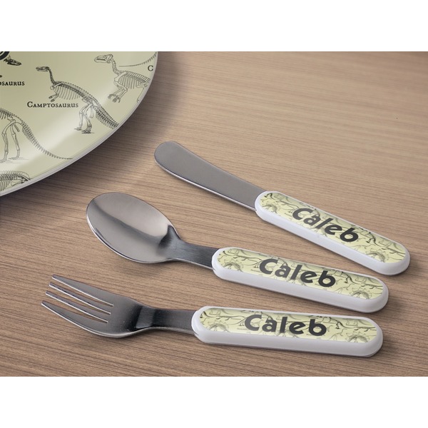 Dinosaur Skeletons Kids Flatware w/ Plate