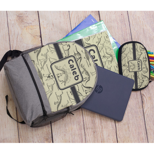 Dinosaur Skeletons Large Backpack - Gray - With Stuff