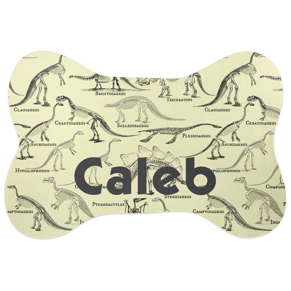 Custom Dinosaur Skeletons Bone Shaped Dog Food Mat (Personalized)