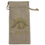 Dinosaur Skeletons Large Burlap Gift Bag - Front (Personalized)