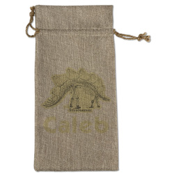 Dinosaur Skeletons Large Burlap Gift Bag - Front (Personalized)