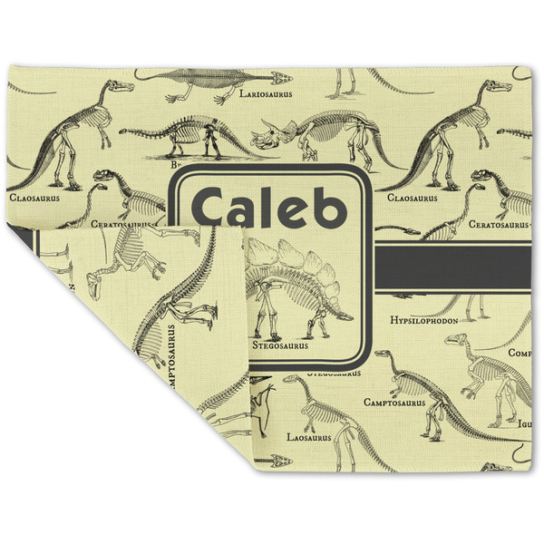 Custom Dinosaur Skeletons Double-Sided Linen Placemat - Single w/ Name or Text