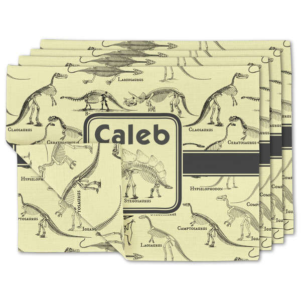 Custom Dinosaur Skeletons Linen Placemat w/ Name or Text