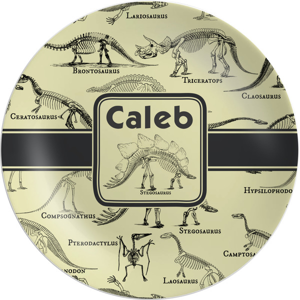 Custom Dinosaur Skeletons Melamine Plate (Personalized)
