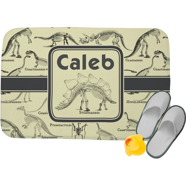 Custom Dinosaur Skeletons Memory Foam Bath Mat - 24"x17" (Personalized)