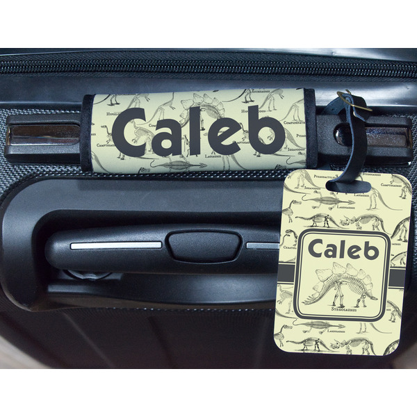 Dinosaur Skeletons Metal Luggage Tag & Handle Wrap - In Context