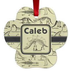 Dinosaur Skeletons Metal Paw Ornament - Double Sided w/ Name or Text