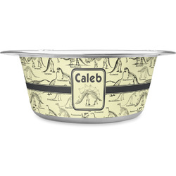 Dinosaur Skeletons Stainless Steel Dog Bowl (Personalized)