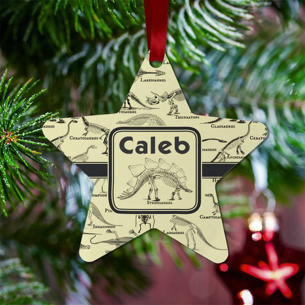 Dinosaur Skeletons Metal Star Ornament - Lifestyle