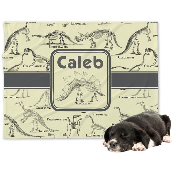 Custom Dinosaur Skeletons Dog Blanket - Regular (Personalized)