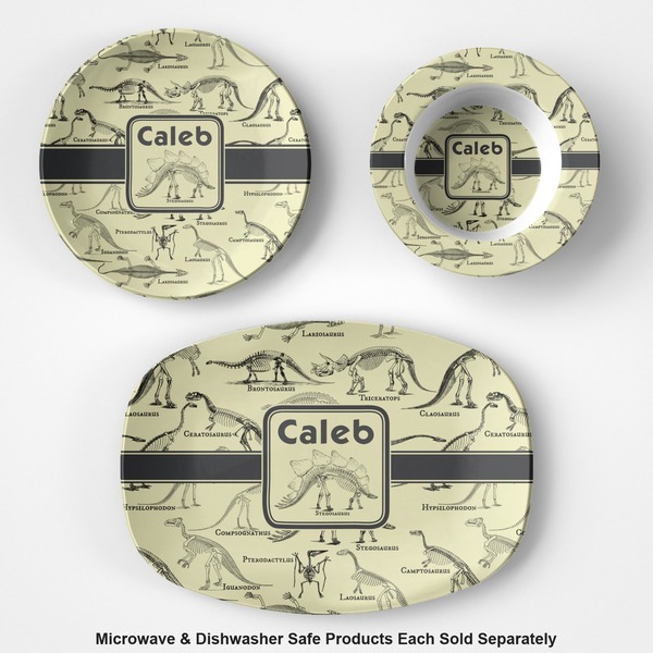 Dinosaur Skeletons Microwave & Dishwasher Safe CP Plastic Dishware - Group