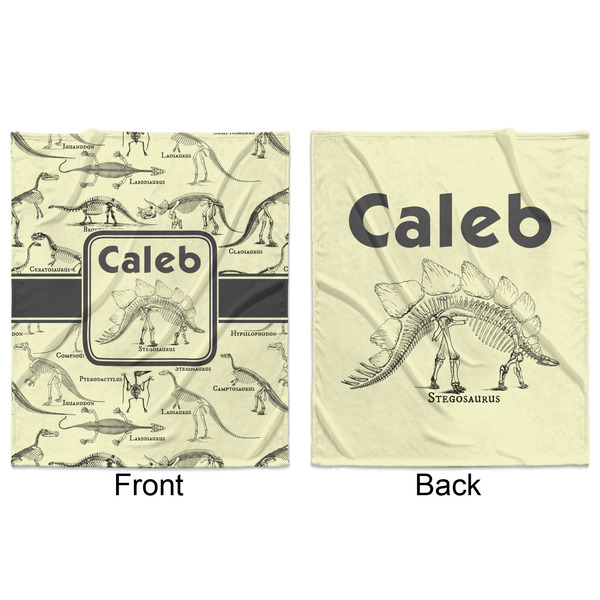 Dinosaur Skeletons Minky Blanket - 50"x60" - Double Sided - Front & Back