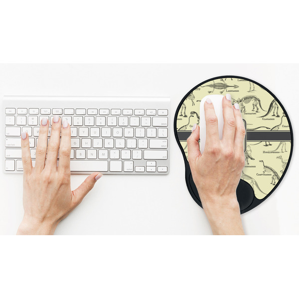 Dinosaur Skeletons Mouse Pad with Wrist Rest - LIFESYTLE 2 (in use)