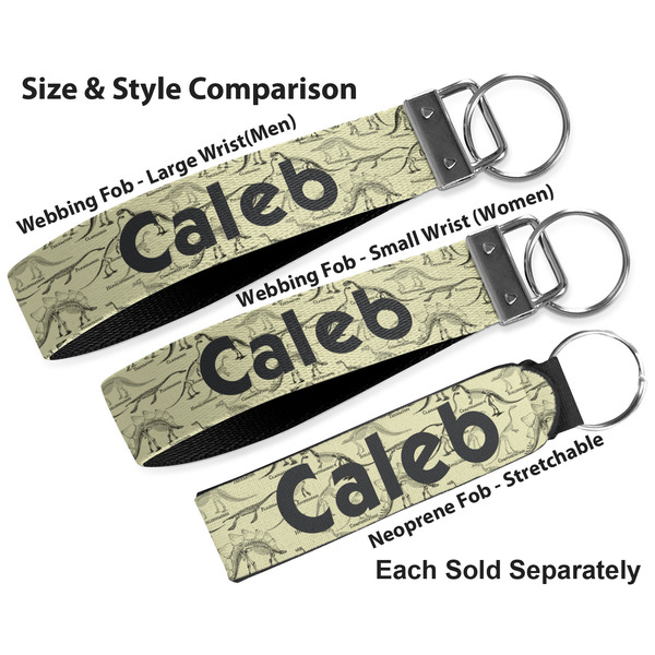 Dinosaur Skeletons Multiple Key Ring comparison sizes
