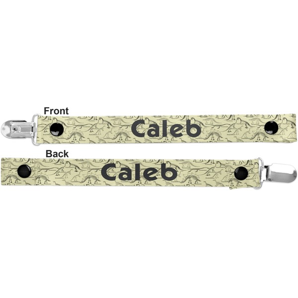 Dinosaur Skeletons Pacifier Clip - Front and Back