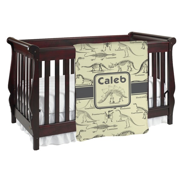 Custom Dinosaur Skeletons Baby Blanket (Single Sided) (Personalized)