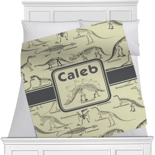 Custom Dinosaur Skeletons Minky Blanket - Toddler / Throw - 60"x50" - Single Sided (Personalized)