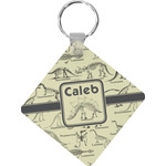 Dinosaur Skeletons Diamond Plastic Keychain w/ Name or Text