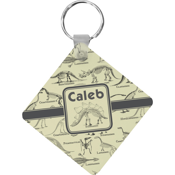 Custom Dinosaur Skeletons Diamond Plastic Keychain w/ Name or Text