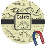 Dinosaur Skeletons Round Fridge Magnet (Personalized)