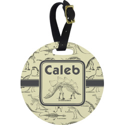 Dinosaur Skeletons Plastic Luggage Tag - Round (Personalized)