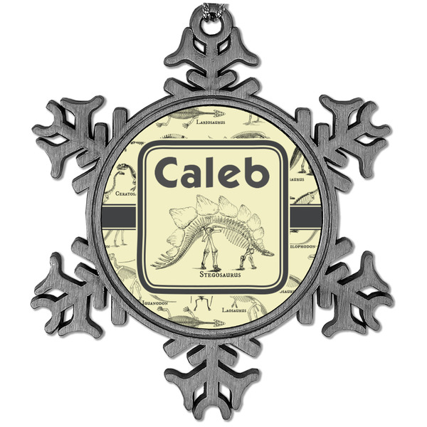 Custom Dinosaur Skeletons Vintage Snowflake Ornament (Personalized)