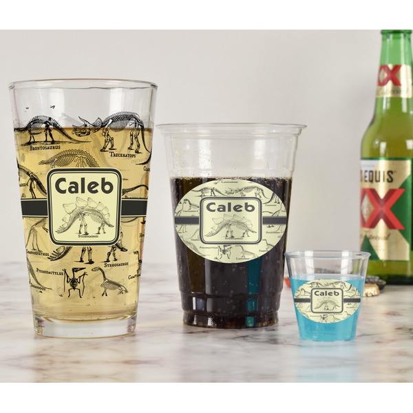 Dinosaur Skeletons Pint Glass - Full Fill w Transparency - In Context