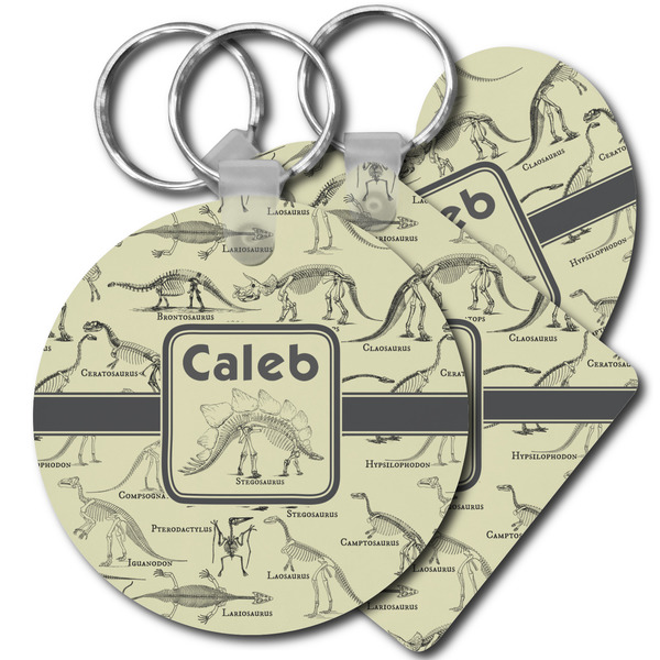 Custom Dinosaur Skeletons Plastic Keychain (Personalized)