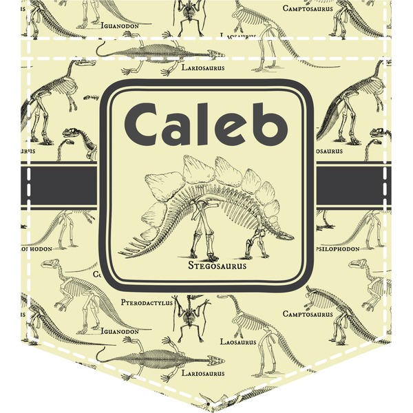 Custom Dinosaur Skeletons Iron On Faux Pocket (Personalized)
