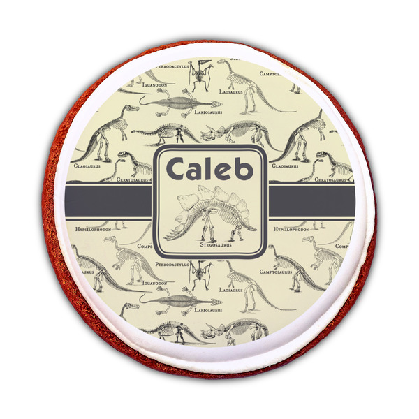 Dinosaur Skeletons Printed Icing Circle - Medium - On Cookie