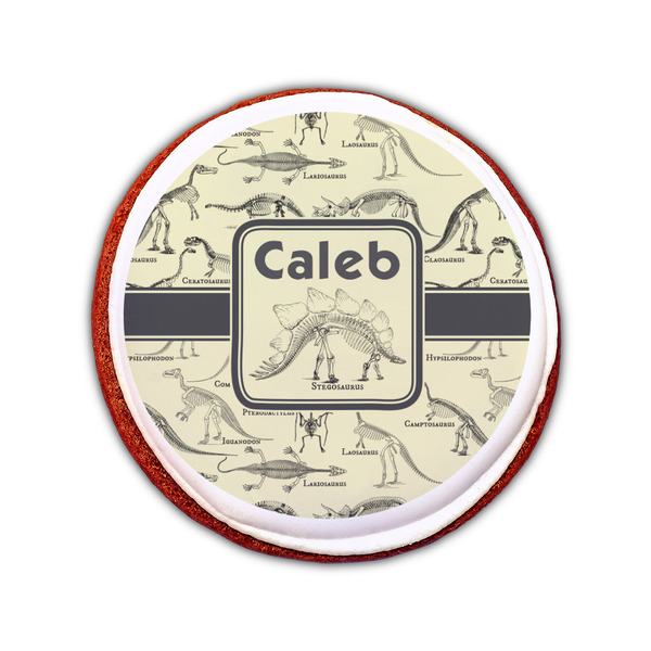 Dinosaur Skeletons Printed Icing Circle - Small - On Cookie