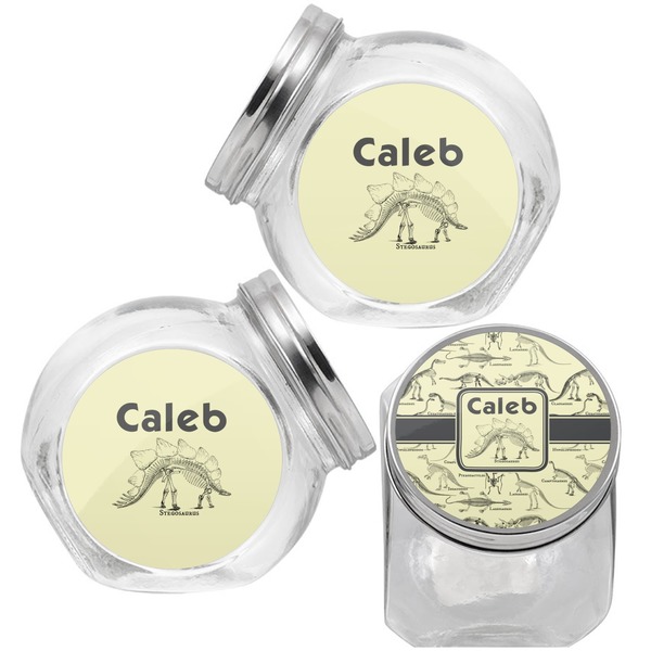 Dinosaur Skeletons Puppy Treat Jar - Top Left Right