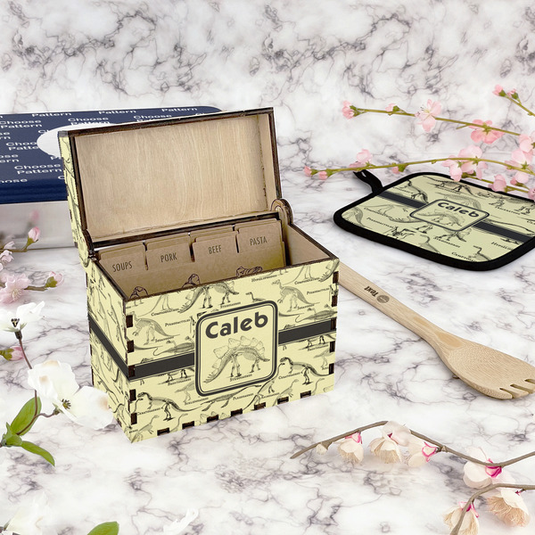 Dinosaur Skeletons Recipe Box - Full Color - In Context