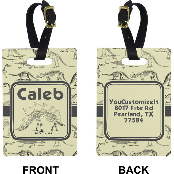Dinosaur Skeletons Rectangle Luggage Tag (Front + Back)