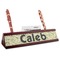 Dinosaur Skeletons Red Mahogany Nameplates with Business Card Holder - Angle